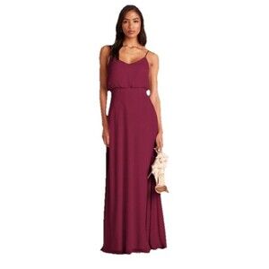 Birdy Grey Women's Gwennie Cabernet Maroon Chiffon Bridesmaid Dress Size Large